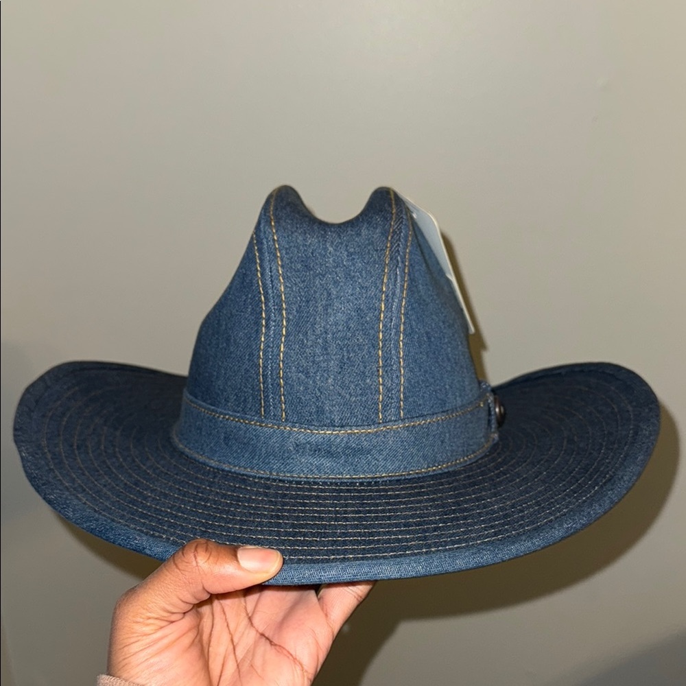Stylish Denim Blue Wide-Brim Hat